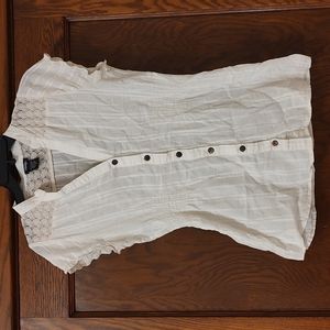 White button up short sleeve blouse